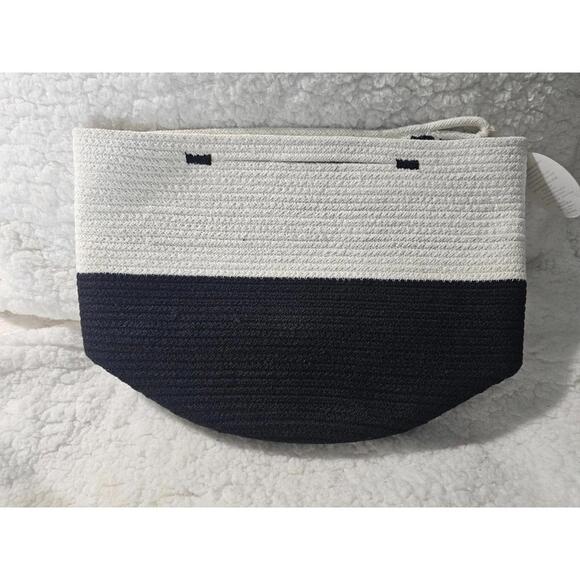 New Mia Melange Handcrafted Foldable Basket Black & White Classic Design Style - Picture 6 of 9